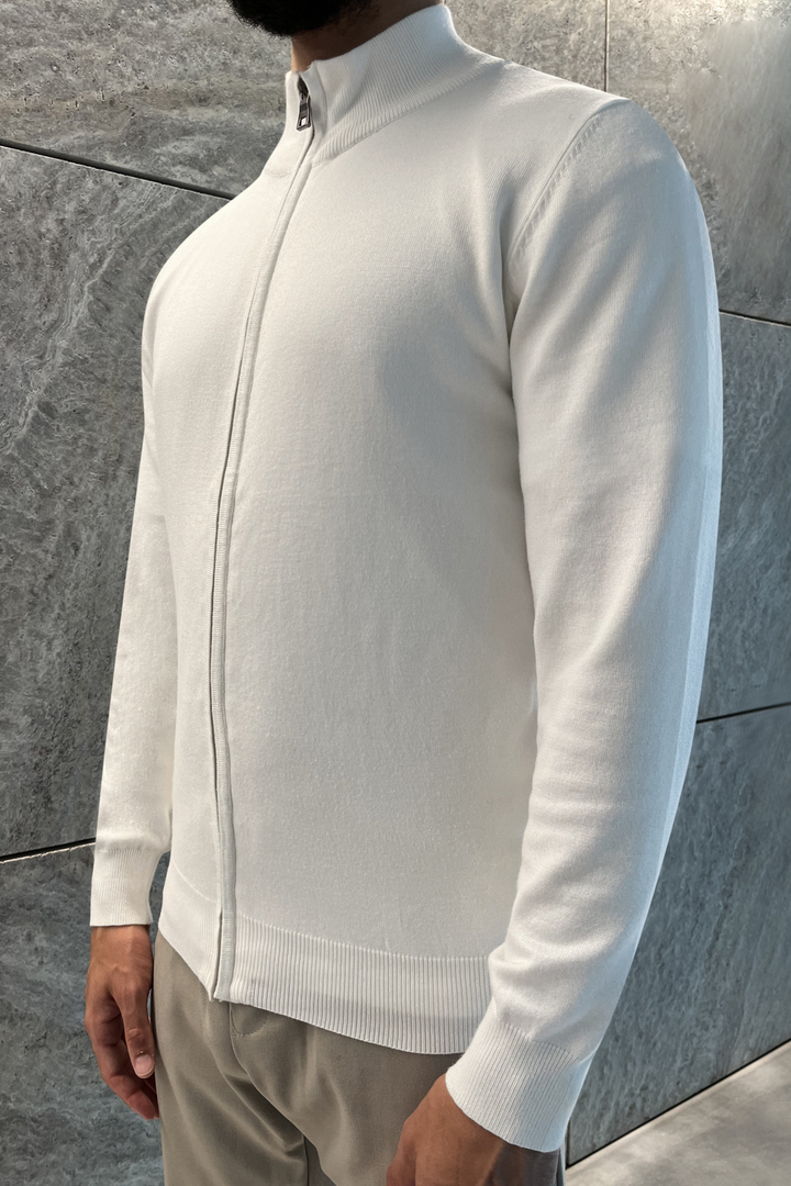 Luma Full Zip Sweater - Wit