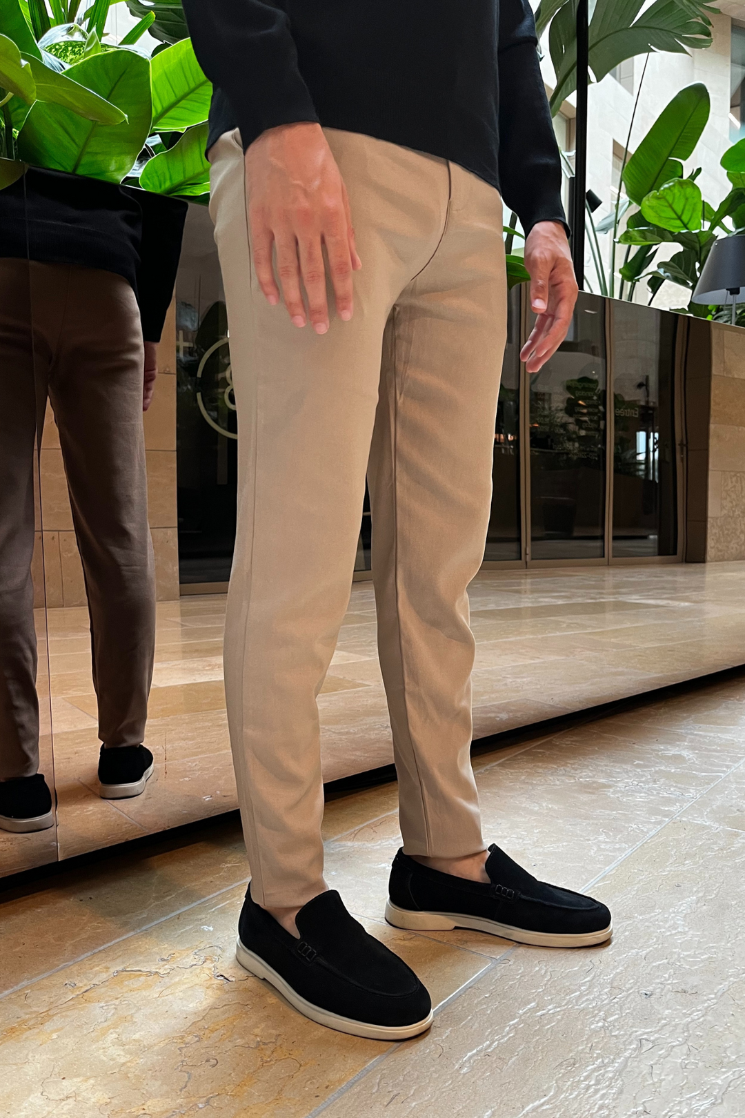 Milan Stretch Pantalon (Slim fit) - Beige