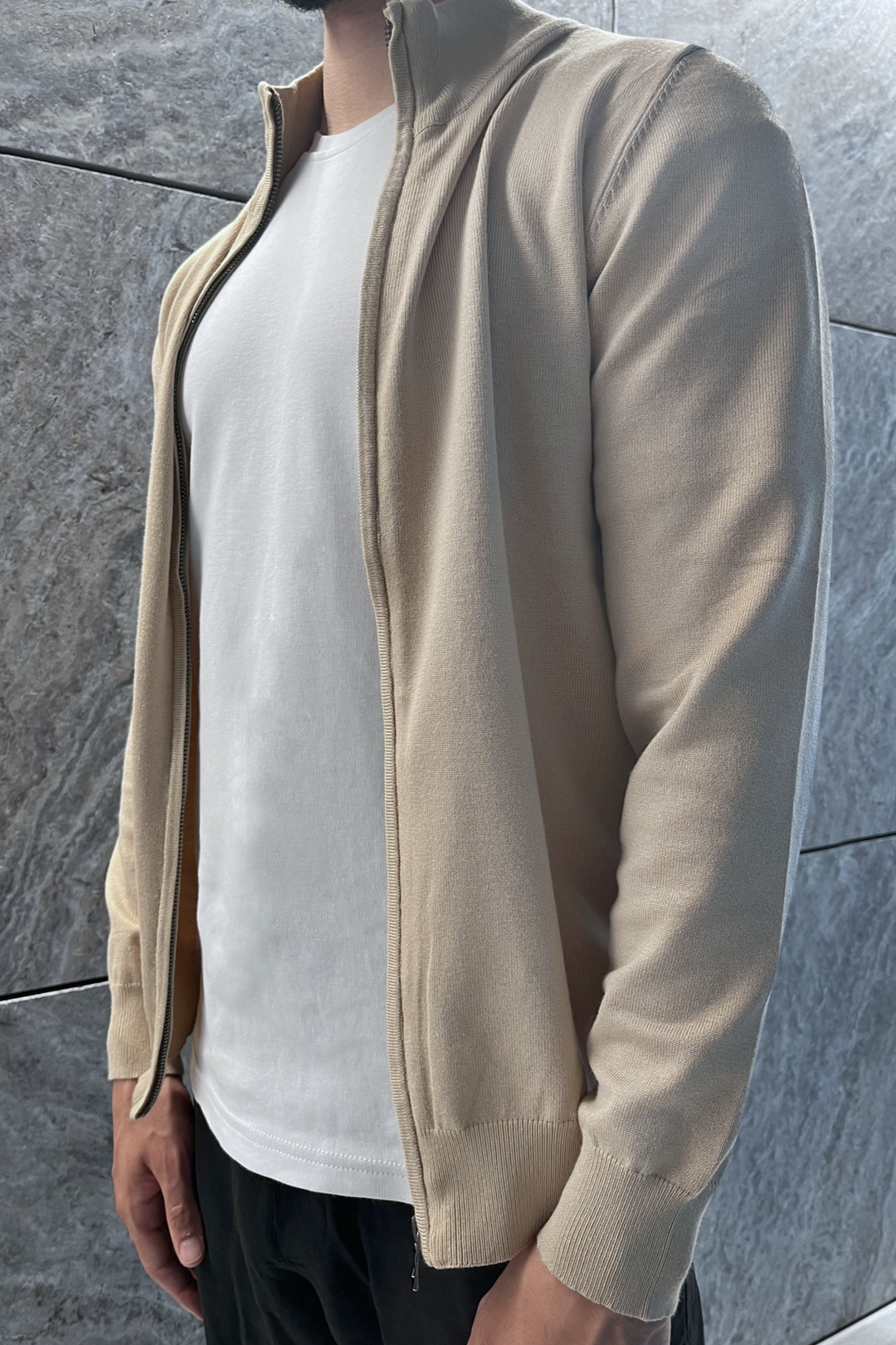 Luma Full Zip Sweater - Beige