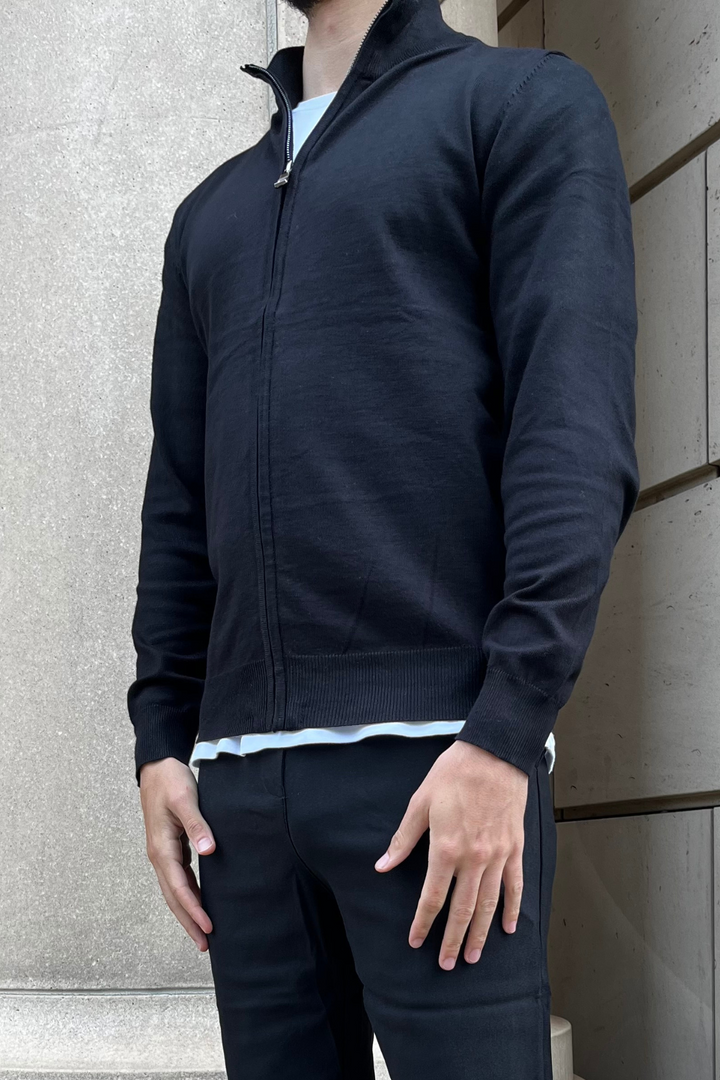 Luma Full Zip Sweater - Black