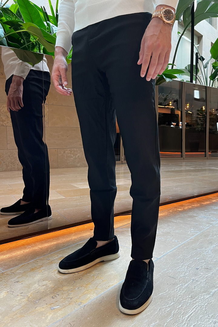 Milan Stretch Pantalon  (Slim fit) - Zwart