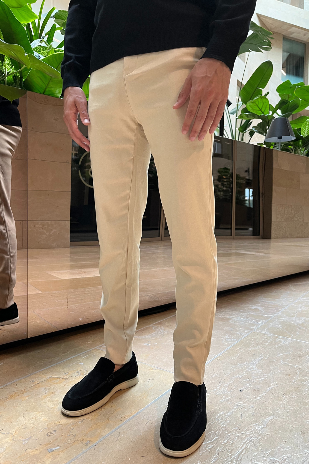 Milan Stretch Pantalon (Slim fit) - Cream