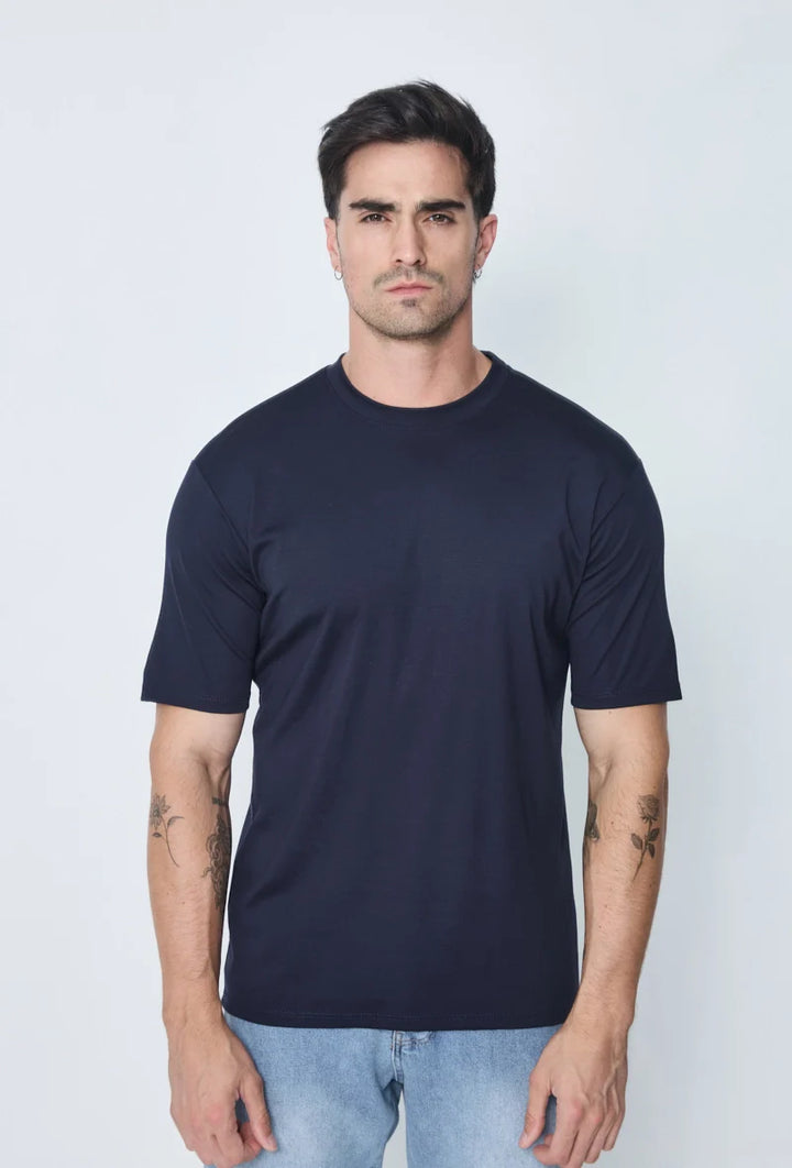 Mercerised Gloss T-Shirt - Dark Blue