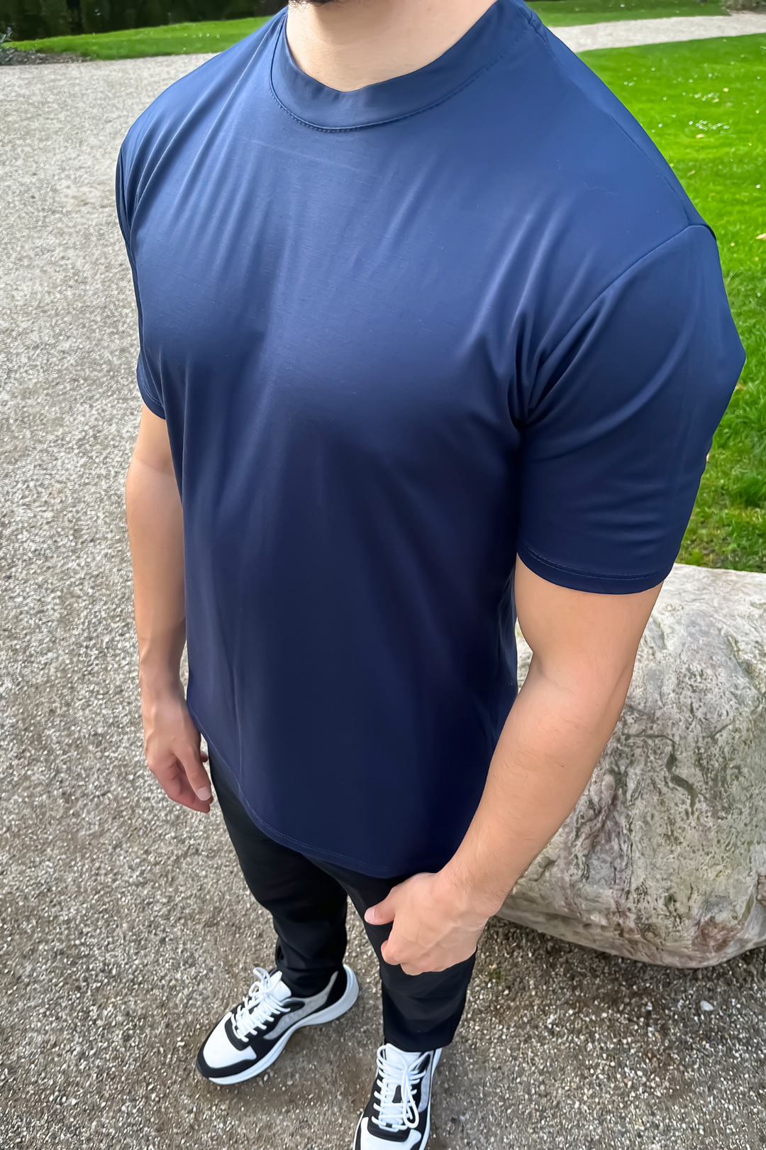 Mercerised Gloss T-Shirt - Dark Blue