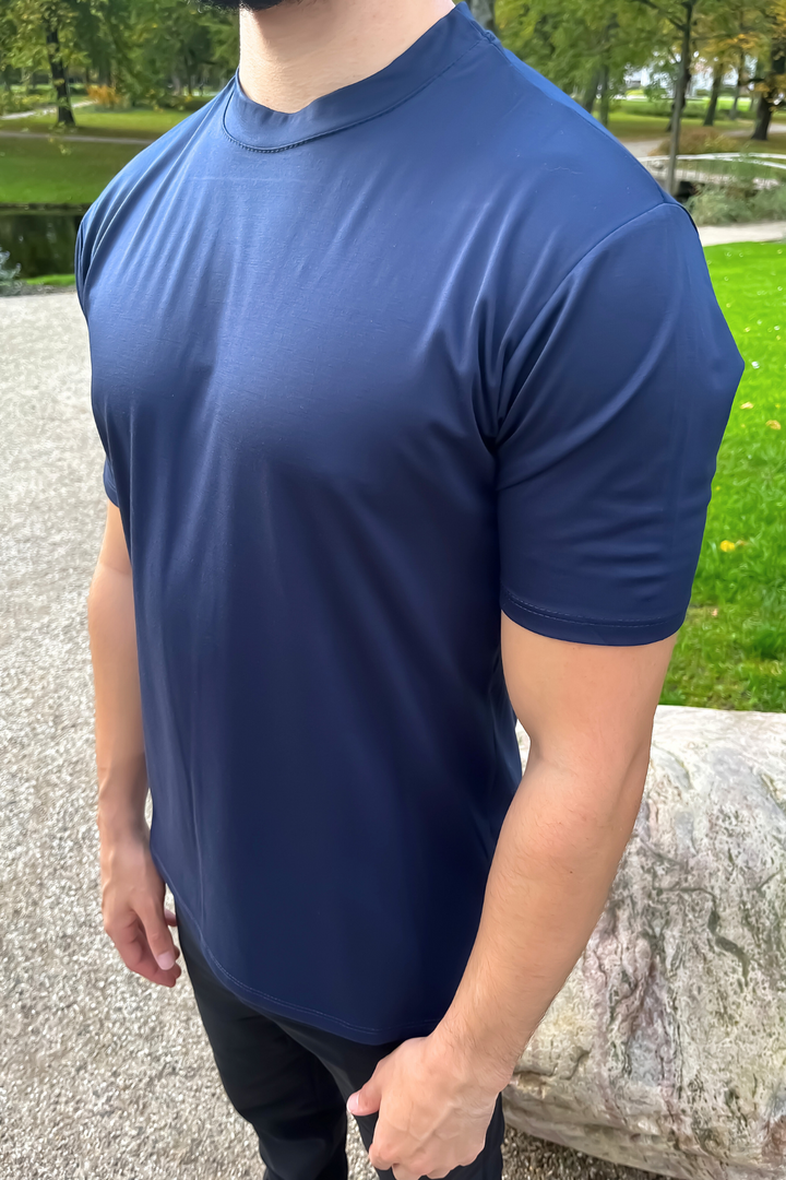 Mercerised Gloss T-Shirt - Dark Blue