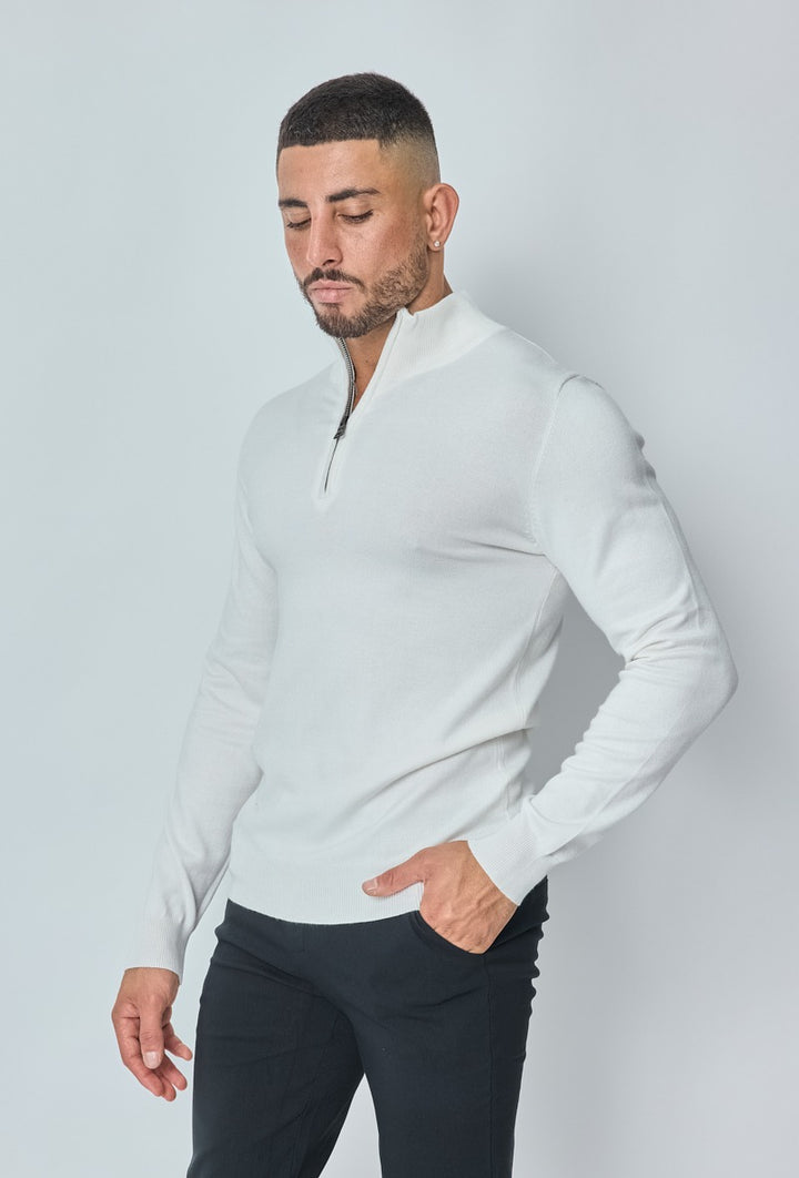 Luma Half Zip Sweater - Wit