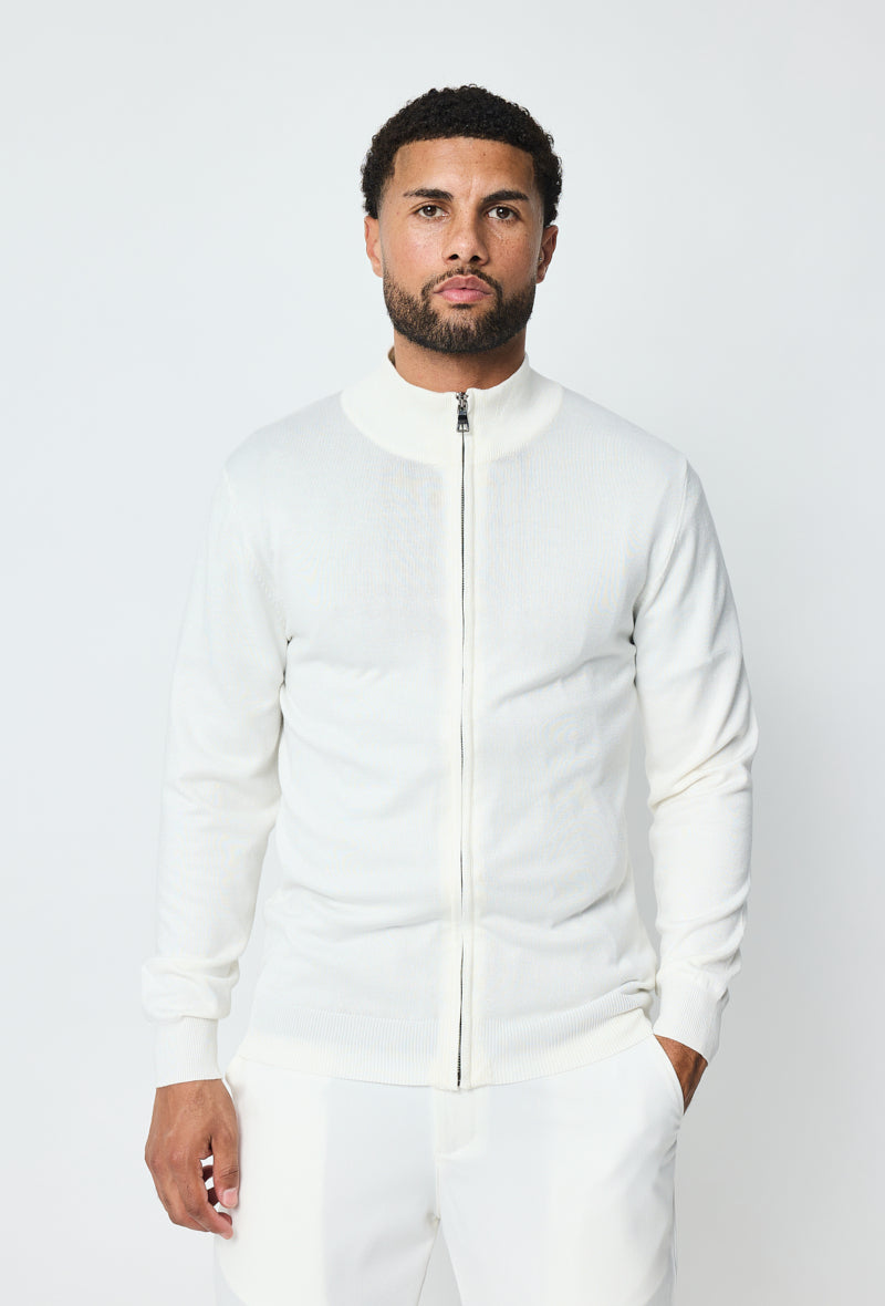 Luma Full Zip Sweater - Wit