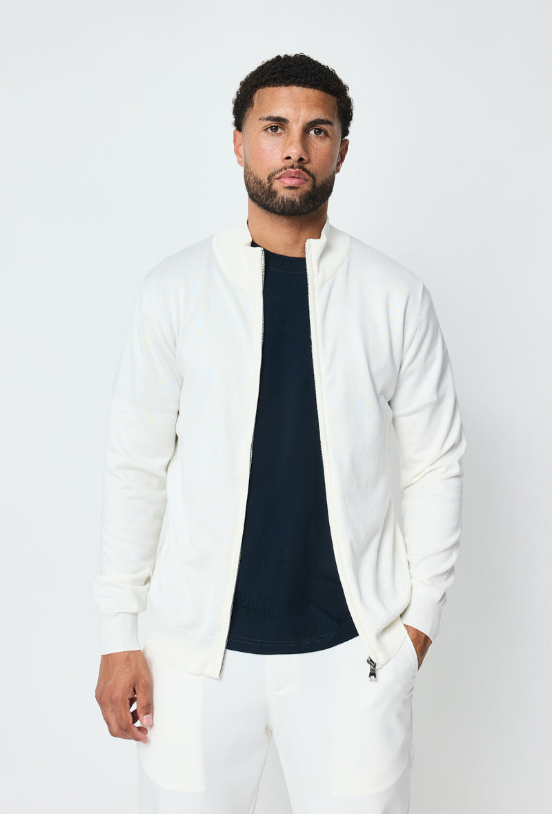 Luma Full Zip Sweater - Wit