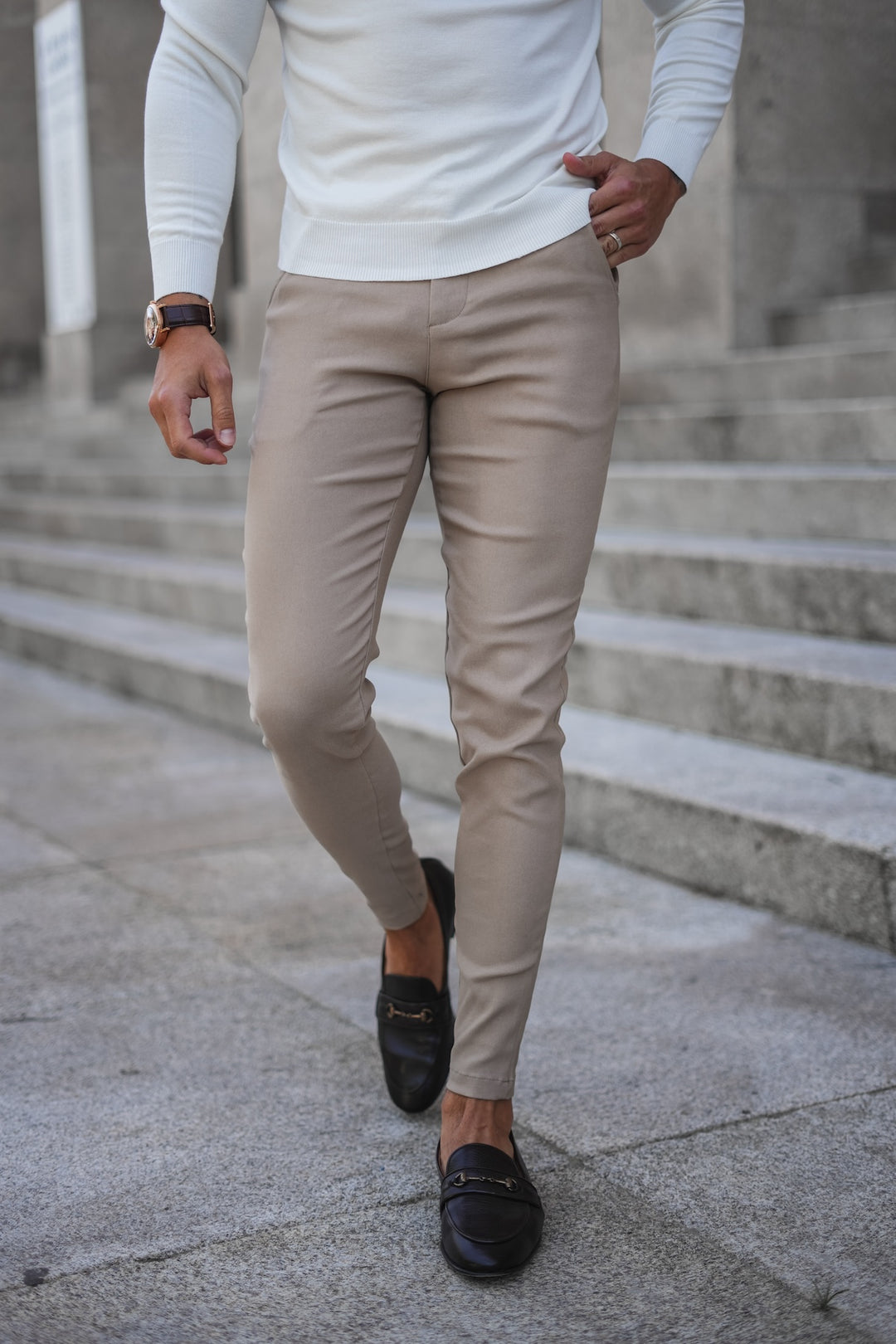 Milan Stretch Pantalon (Slim fit) - Beige