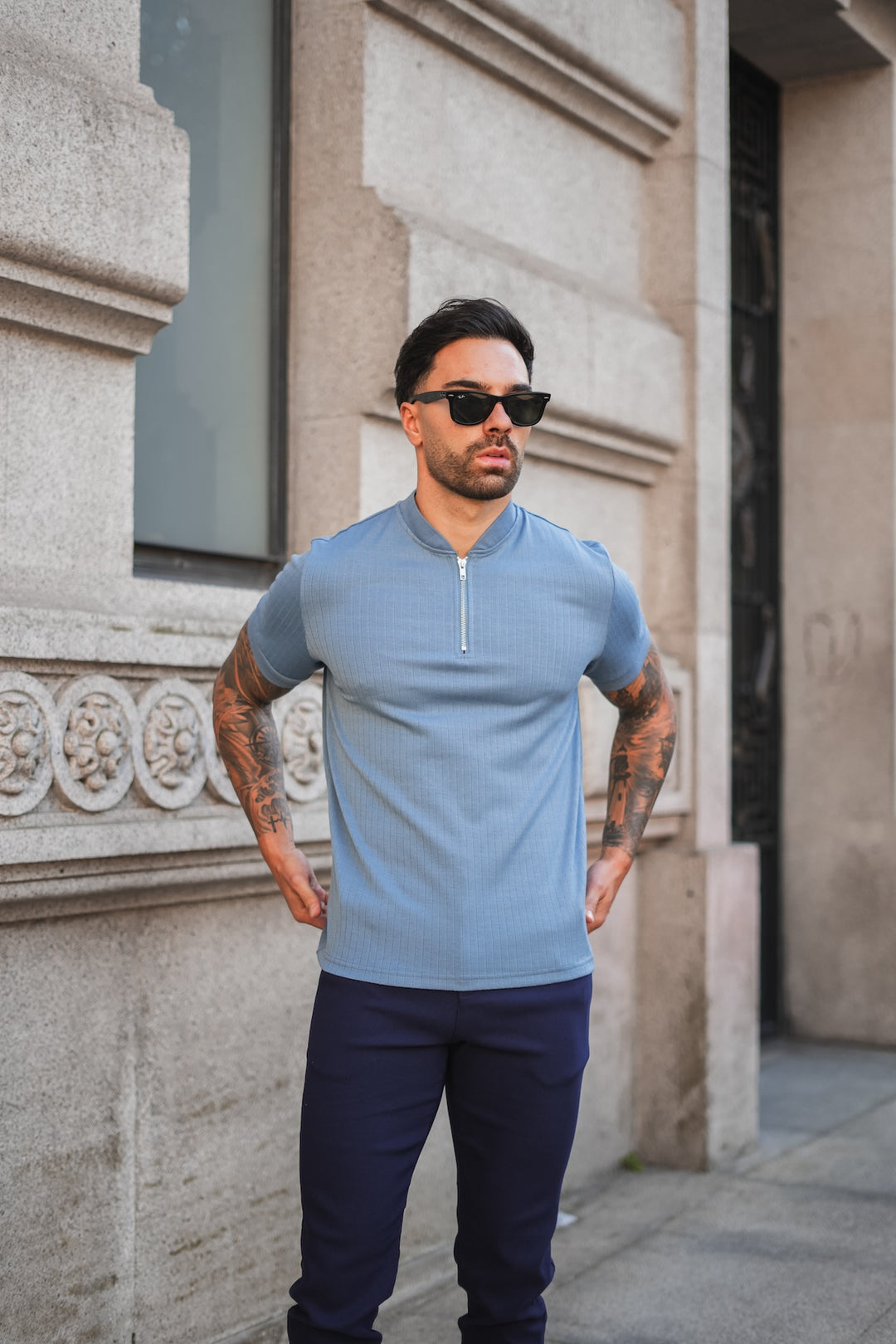 Enza Zipped Polo - Blauw