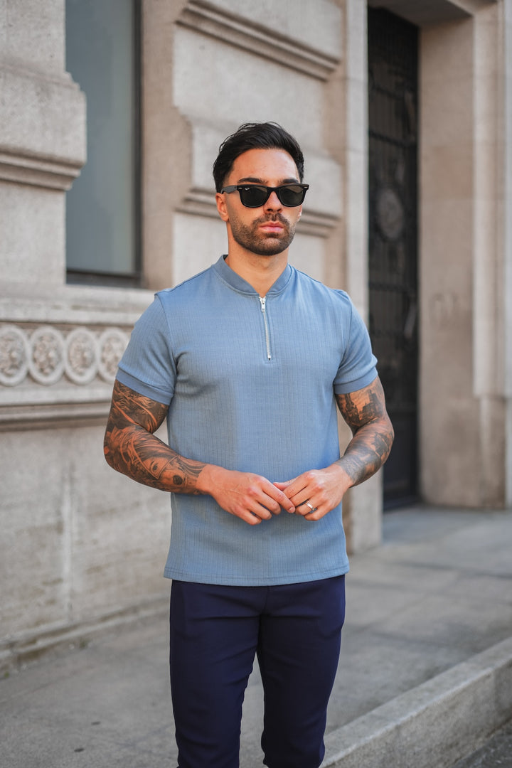 Enza Zipped Polo - Blauw