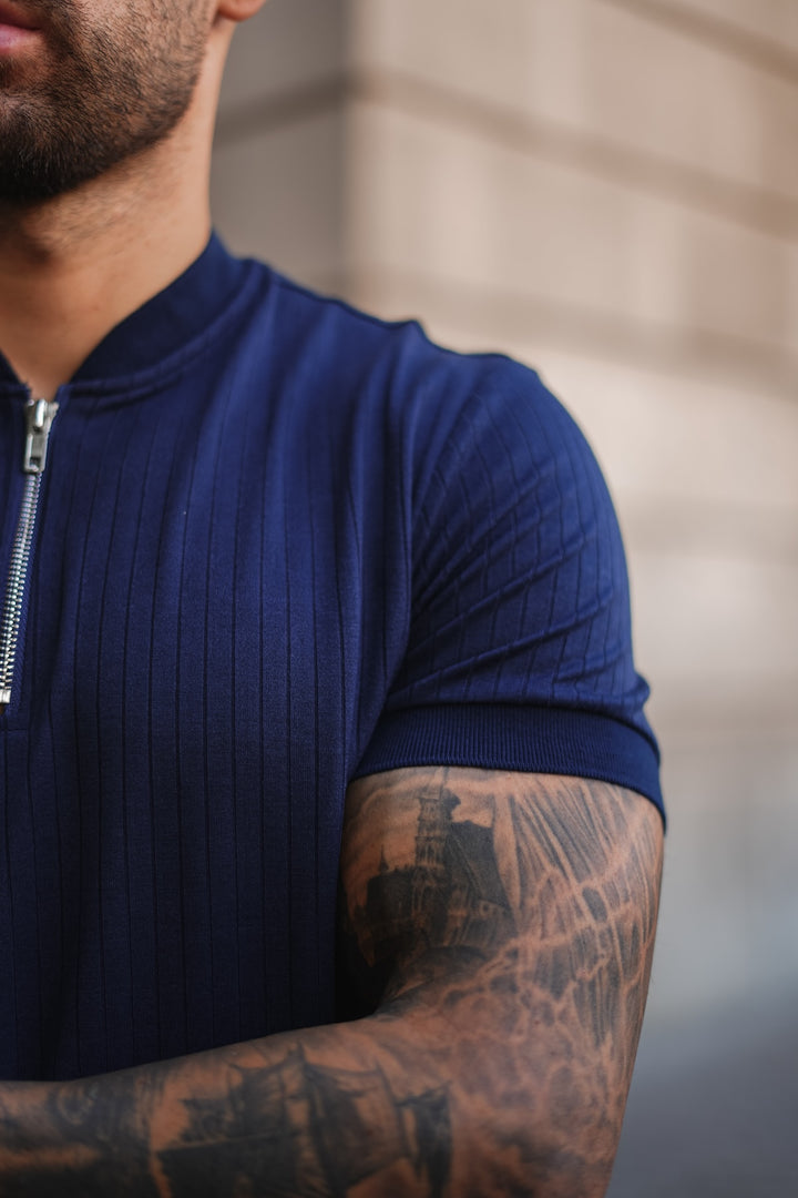 Enza Zipped Polo - Donkerblauw