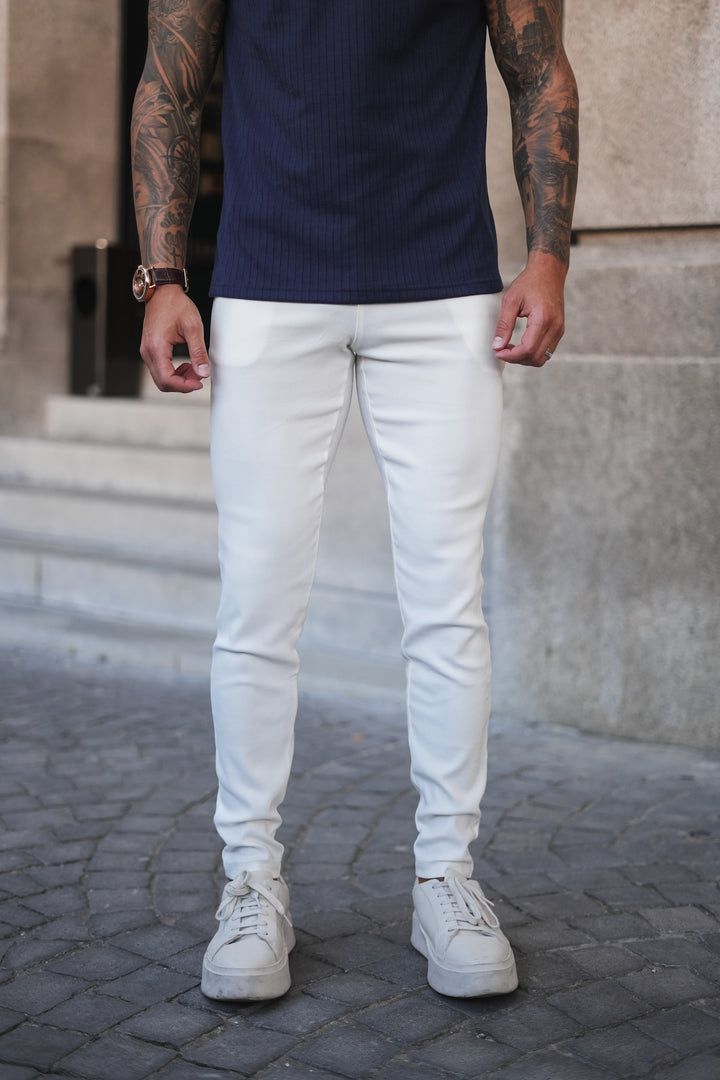 Milan Stretch Pantalon (Slim fit) - Wit